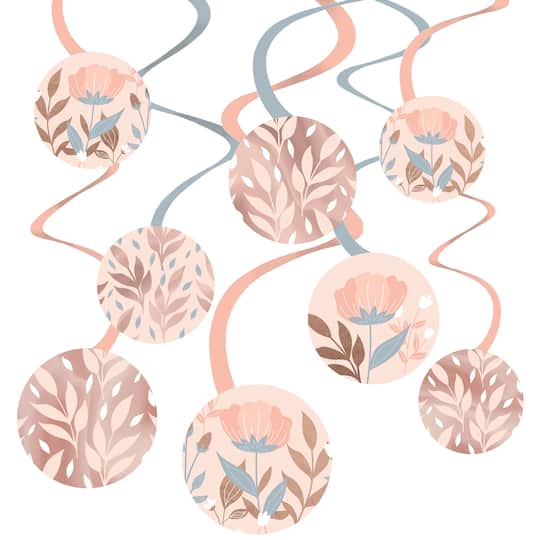 Rose Gold Floral Swirl Decorations, 30ct.